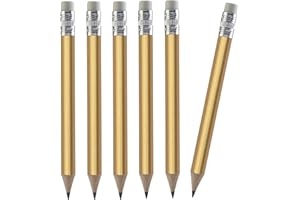 TH Golf 100pcs Golf Pencils, 4 Inch Mini Half Pencils with Eraser Sharpened Wood Mini Round for Schools Wedding Toddlers Home Corporate Multiple Colours (Gold)