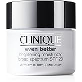 Clinique Even Better Brightening Daily Oil Free Moisturizer SPF 20 For Very Dry to Dry Combination Skin Types | Hydrating + D
