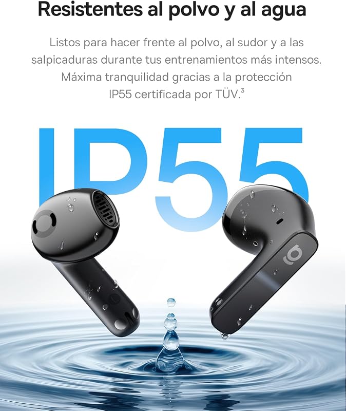 BS1 NC Auriculares Inalámbricos Blueooth Semi-In-Ear, Auriculares Bluetooth Cancelación de Ruido, Audifonos Inalambricos, Hi-Res, Driver 13 mm, 6 Mic AI, IP55, 55 Horas, Bluetooth 6.0