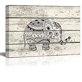 Tribal Style Baby Elephant - Canvas Art