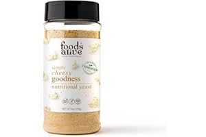 Foods Alive Nutritional Yeast Flakes - (6oz Shaker) Non Fortified and Gluten Free Plant Based Protein, Great Vegan Cheese Powder and Popcorn Seasoning, Flavor Booster for Keto and Whole Foods!
