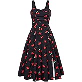 Belle Poque Women's Vintage 1950s Dress 2026 Summer Sleeveless Flowy Ruched Midi Tea Party Wedding Guest Cocktail Dress