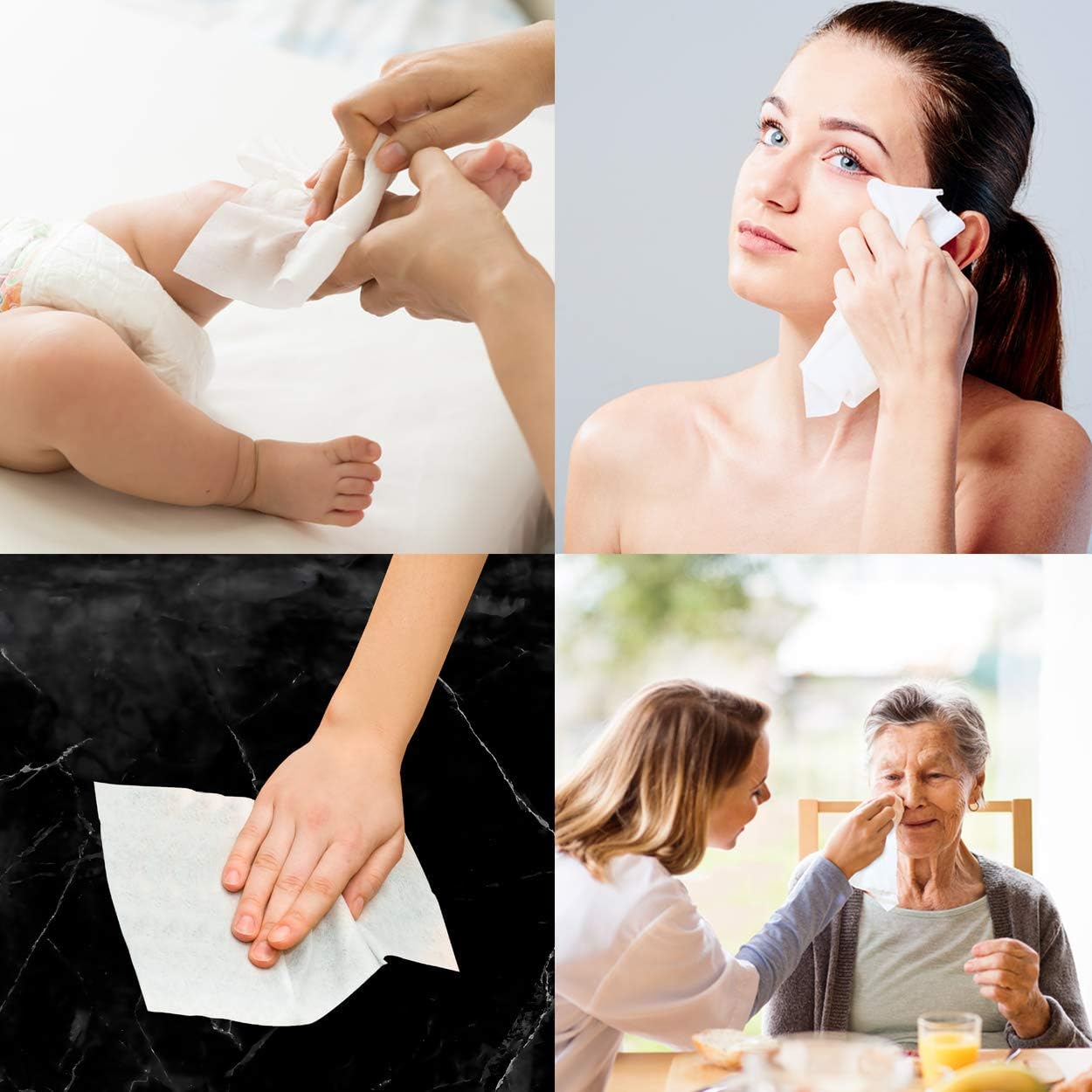 Care Touch Disposable Dry Wipes - 200 Count (4 Packs of 50) - Baby, Incontinence, Seniors, Surface Cleaning - 10" x 13" Absorbent Cleansing Cloths - Ultra Soft and Gentle: Health & Personal Care