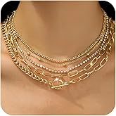 ANDKISS Gold Stacked Necklaces for Women - Simple Layered Gold Necklaces Trendy Stack Chain Necklace Jewelry Gift for Women