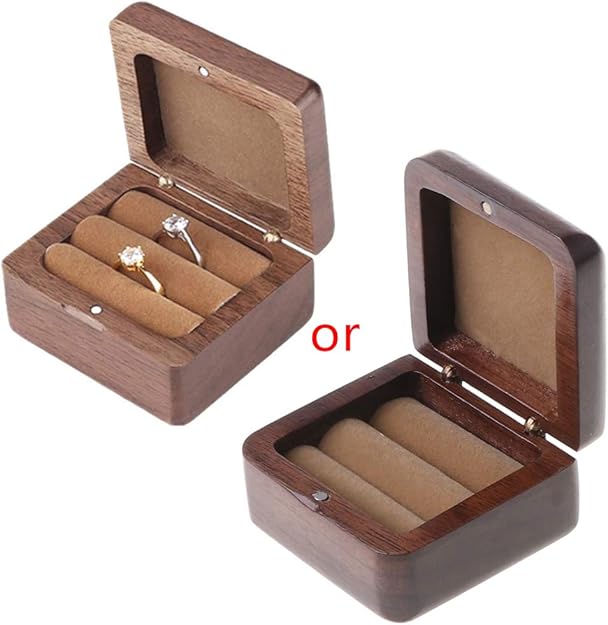 Wanfor Jewelry Display Storage, Wooden Ring Box Ring Box for Wedding