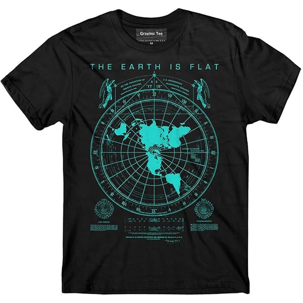 Quena Flat Earth Map T-Shirt Earth Is Flat Firmament NASA Lies World Order Size L 127904635