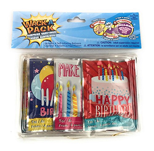 Wack-A-Pack Happy Birthday Self-Inflating Foil Balloons 1 Package of 4