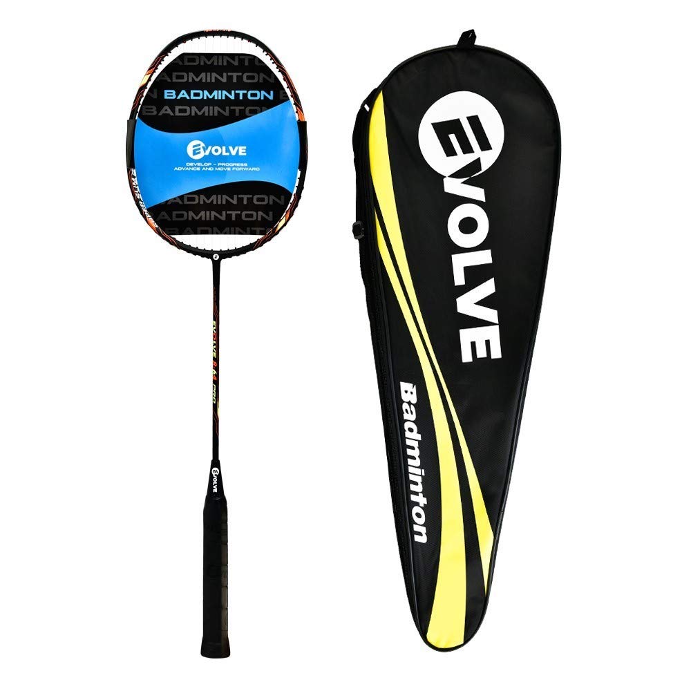 Evolve 8-64 Badminton Racket with High Tension String | 8U Ultra-Light 40T High Modulus Graphite | Professional lightweight Racket with Case for Men, Women (Set of 1)