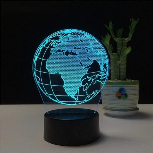 luz de noche 3d globo terraqueo holograma 3d acrilico lampara de dormitorio de noche de 7 colores luz de led lampara luz de noche usb decoracao casa