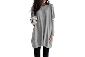 Dokotoo Womens 2024 Fall Outfits Casual Long Sleeve Shirts Lightweight Sweatshirts Fashion Tunic Tops with Pockets