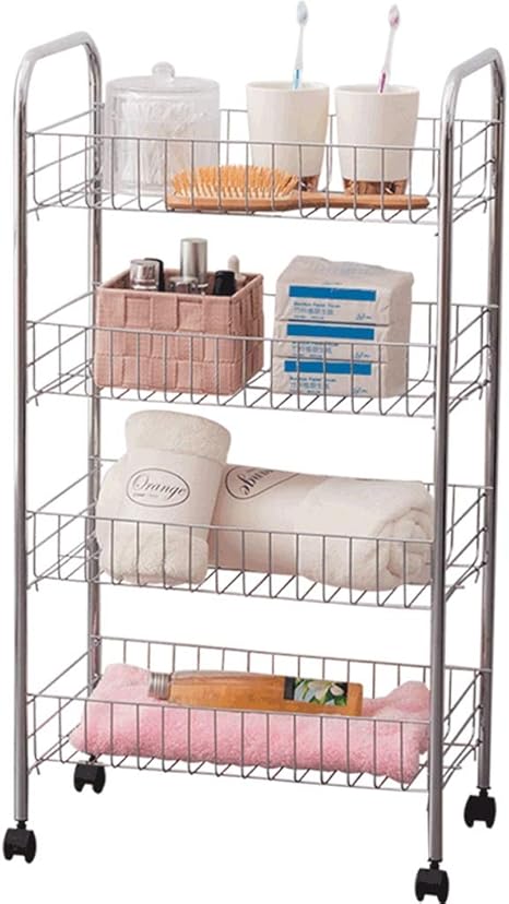 LLF Carrito de Almacenamiento Cocina, Rejilla De Plata De 4 Niveles con