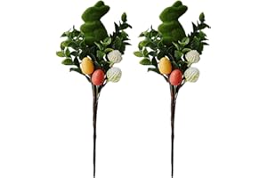 2Pcs Easter Eggs Moss Bunny Picks Spring Floral Easter Stems Greenery Spray Flower Arrangement for Easter Celebration Centerp