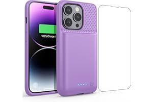 Feob Battery Case for iPhone 14 Pro(6.1inch),Powerful 7200mAh Ultra-Slim Battery Charging Case,Rechargeable Protective Extended Battery Charger Case for iPhone 14 Pro Purple