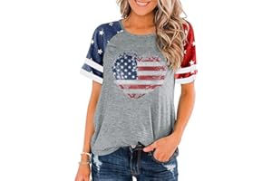 OVAZLY American Flag Stars Stripes Shirts for Women 4th of July Patriotic Shirt Cute Graphic Blouse USA Flag Tops Summer Tee