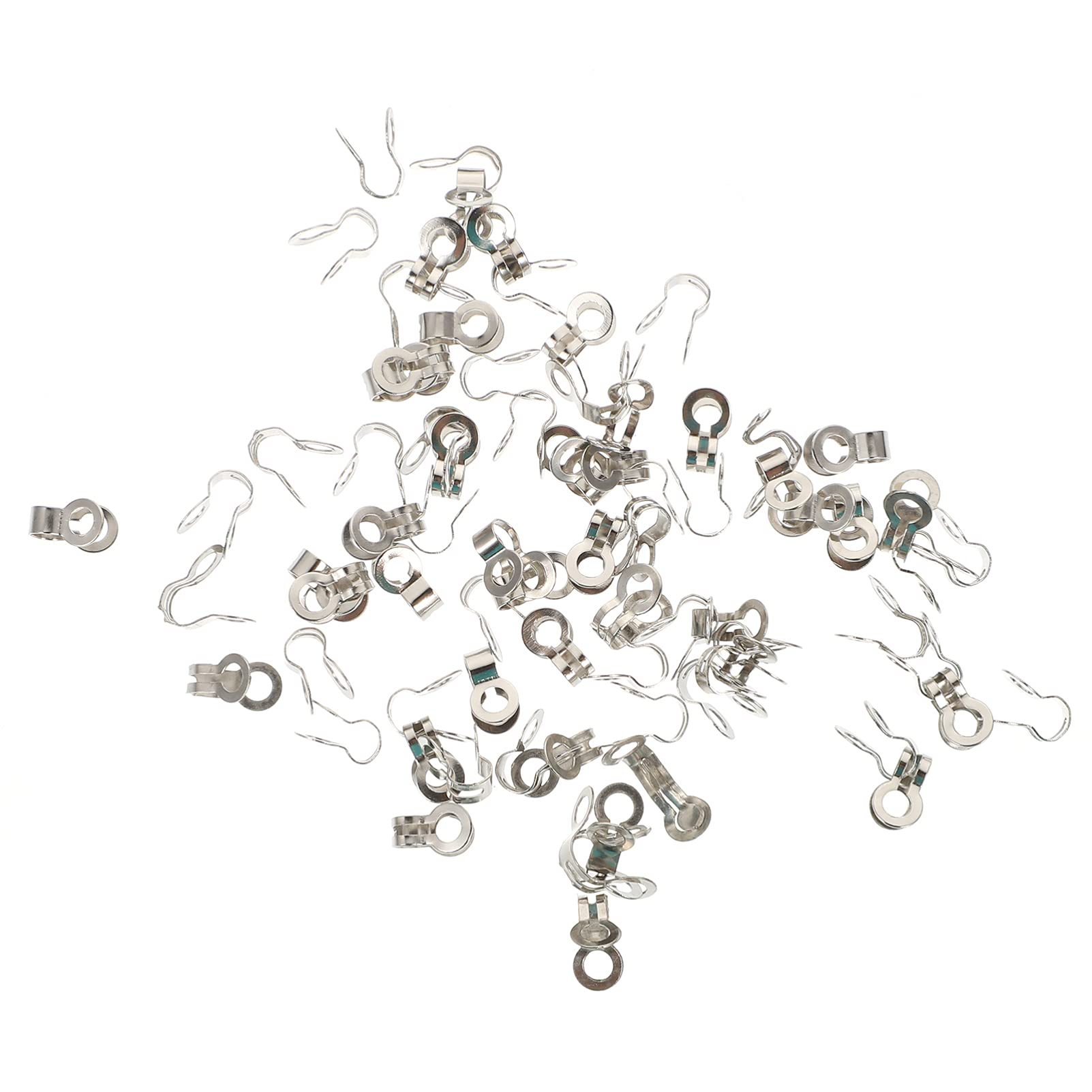 EXCEART 125pcs Stainless Steel Chain Connectors Ball Chain Pull Loop Connectors Silver Ceiling Fan Lamp Pull Loop Jewelry Finding for DIY Art Making