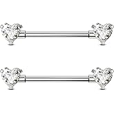 OUFER G23 Titanium Nipple Rings for Women, Internally Threaded 14g Nipple Piercing Jewelry,Heart CZ Gold Bridge Piercing 14/16mm