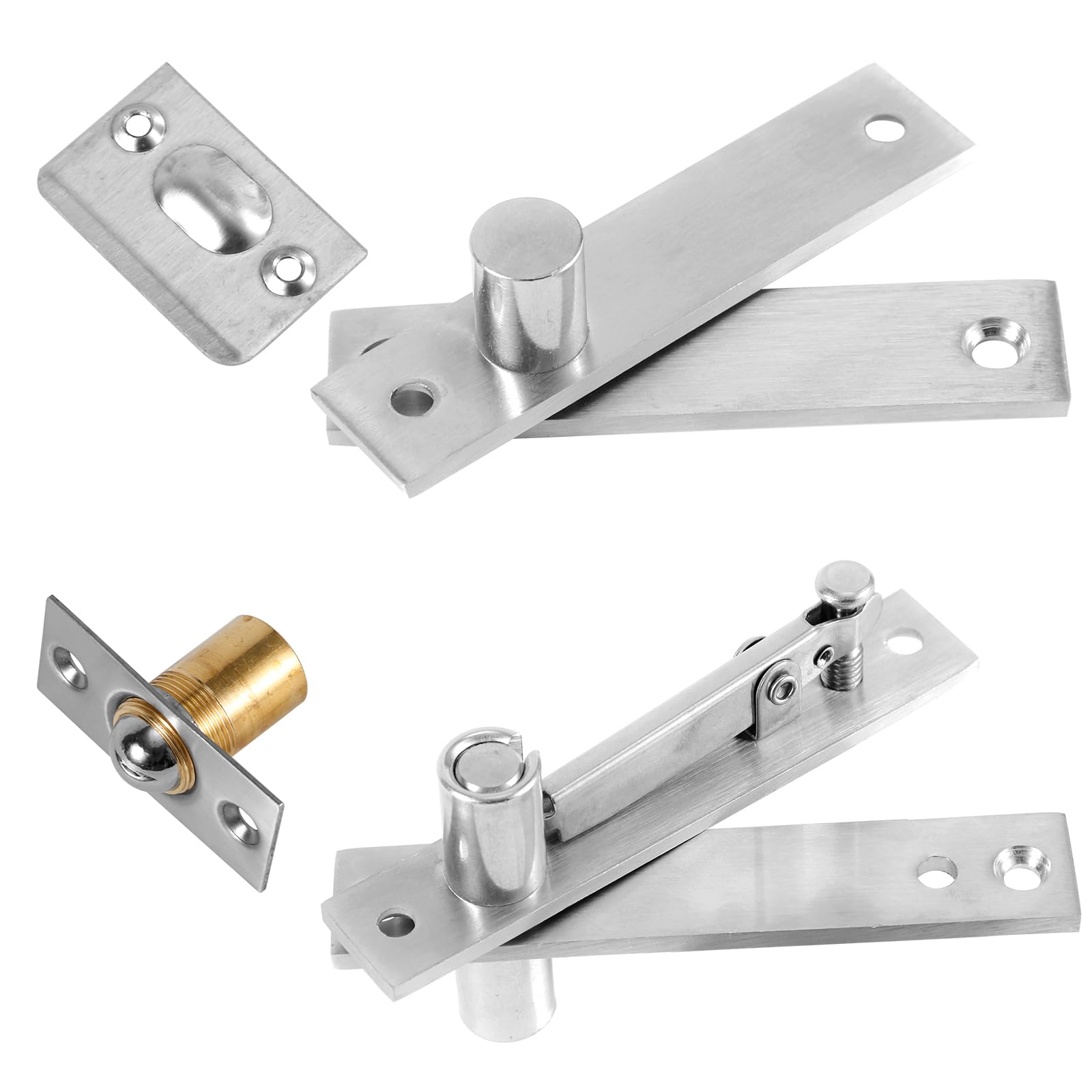 Door Pivot Hinges Set, Heavy Duty Hidden Door Hinge 360 Degree Rotation Invisible Stainless Steel Wood Bookcase Hardware for Secret Door, Cabinet & Closet Door