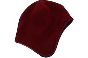 GALPADA Thermal Fleece Beanie Hat for Elderly Men and Women, Burgundy Full Coverage Sleep Cap for Winter