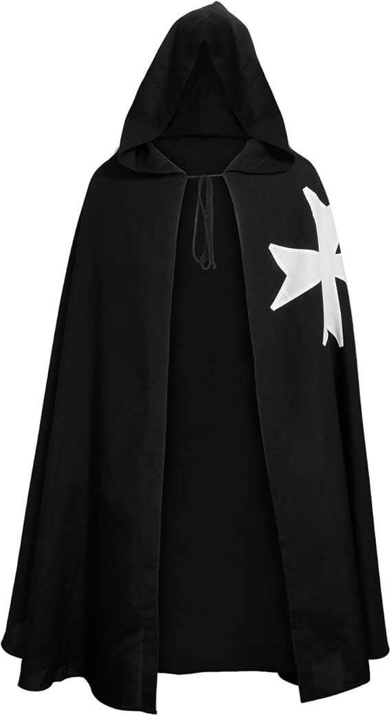 ZJYST Adult Medieval Templar Knights Hooded Robe Cloak
