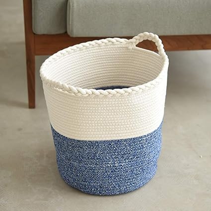Xxm Panier De Corde De Coton Rose Pour La Chambre De Bebe Panier A Linge Tisse Avec Fond Souple Bleu Amazon Fr Sports Et Loisirs
