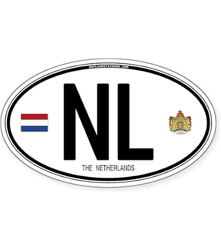 Netherlands Flag Oval Decal – Country Code Sticker For Car, Bumper, Or Van – NL