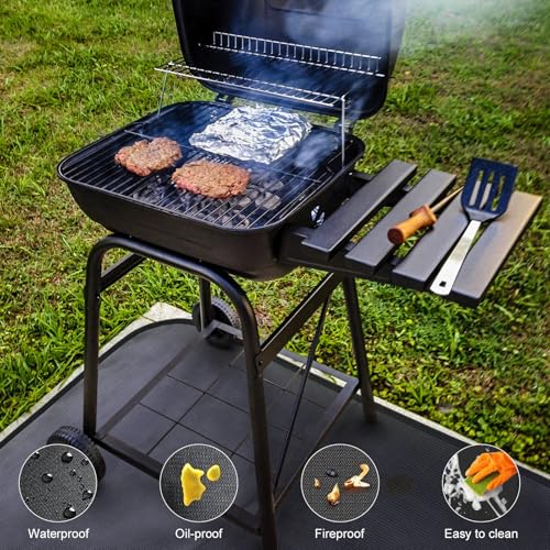 150 x 100cm Outdoor BBQ Mats Indoor Fireplace Mats Fire Pit Mats Waterproof Oil Resistant BBQ Protection for Patios and Decks