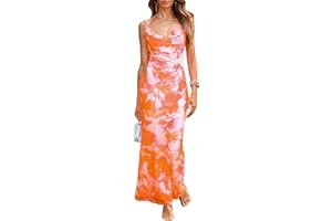 PRETTYGARDEN Women's 2024 Summer Floral Spaghetti Strap Maxi Dress Stretch Sexy Bodycon Dress Backless Slip Long Dresses
