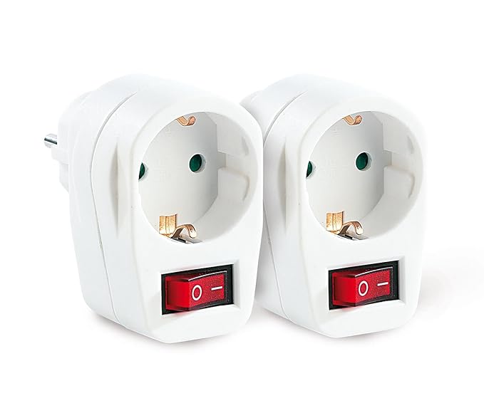reVolt - Juego de 2 enchufes adaptadores con interruptor (clavija ...