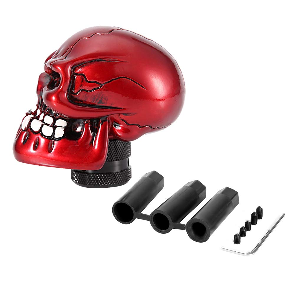 Dweekiy Gear Shift Knob Skull, red Skeleton Skull Head Car Modified Gear Shift Knob Stick knob Lever Shifter Universal(Red)