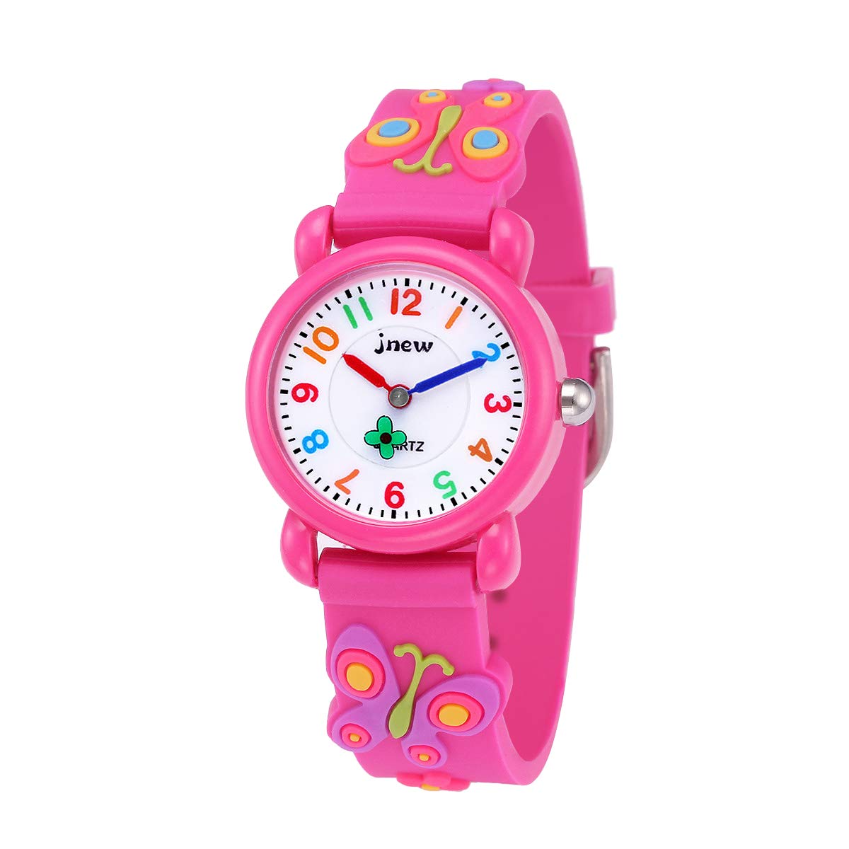 A ALPS Children's Watches Analogue Sport Waterproof 3D Cute Cartoon Watch, Teaching Wristwatches Gift for Girl, 15-Pink, Strap, 15-Pink, Strap