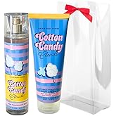 Bath & Body Works COTTON CANDY CLOUDS Fine Fragrance Mist and Ultimate Hydration Body Cream 2pc Gift Set with a Red Bow for Holidays – Full Size