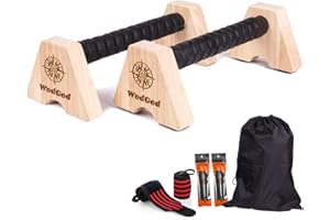 WODGOD Premium Wooden Push Up Bars,Parallettes Bars for Calisthenics,Push Up Handles,Calisthenics Equipment for outdoor&home,Complete Push-Up Workout Kit,Solid rubber wood