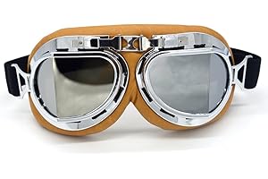 evomosa Retro Motorcycle Goggles for Adult Anti Fog&Wind&Dust&Sand Aviator Pilot Motocross Dirt Bike Atv Riding Goggles with Yellow Frame,Fit Over Glasses or Helmet