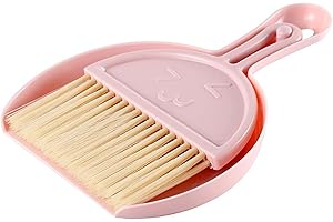 Small Broom and Dustpan Set for Home, Mini Clean Brush with Dust Pans Cute Hand Broom Brush Dust Pan with Hanger Hole, Small 