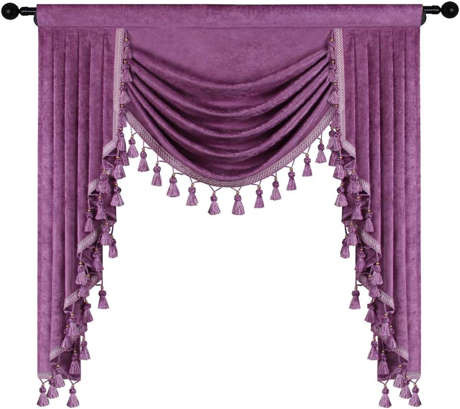 Purple Curtains Valance for Living Room DoubleSided