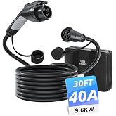 EVDANCE EV Charger Extension Cable, J1772 Extension Cable 40A 30FT Charging Cord for Electric Vehicle 110V-240V Compatible for All SAE J1772 Chargers (40A - 30FT)