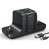 Switch Controller Charger Dock for Joy Cons and for Pro Controllers, 6-in-1 Fast Charging Dock for Nintendo Switch & OLED Mod