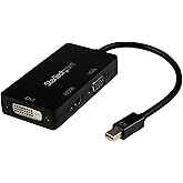 StarTech.com MDP2VGDVHD Mini DisplayPort Adapter – 3-in-1 – 1080p – Monitor Adapter – Mini DP to HDMI/VGA/DVI Adapter Hub