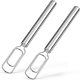 Ferrochef 2 Pcs Danish Dough Whisks with Dough Hook for Sourdough Starter 12'' Stainless Steel Dutch Whisk - Reaching Bottom of Jar - Bread Whisk for Cooking, Whisking, Dishwasher