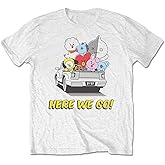 BT21 BTS Kpop Unisex Cotton Crew Neck Short Sleeves Tee Shirt (Here We Go White, Small)