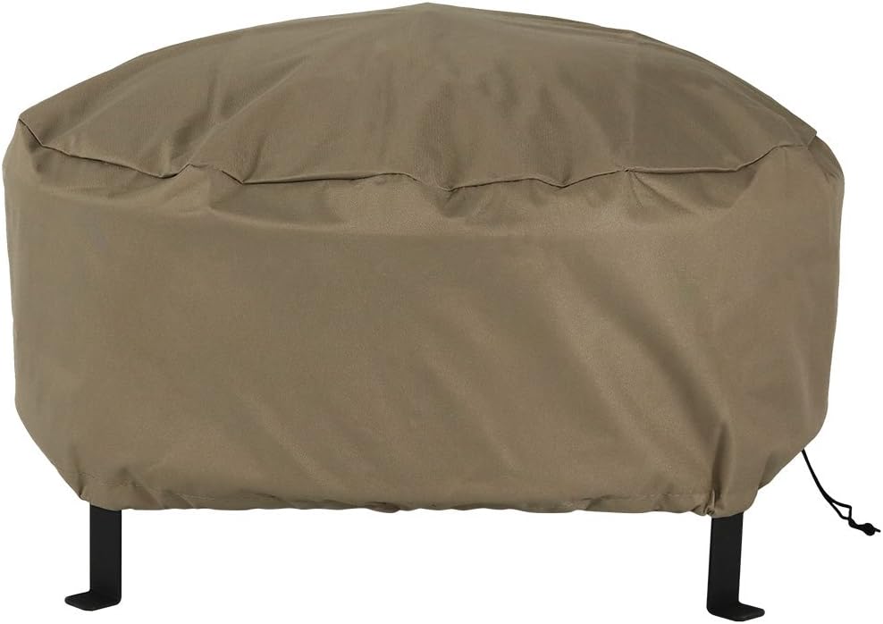 Sunnydaze HeavyDuty WeatherResistant Round Fire Pit Cover with Drawstring and