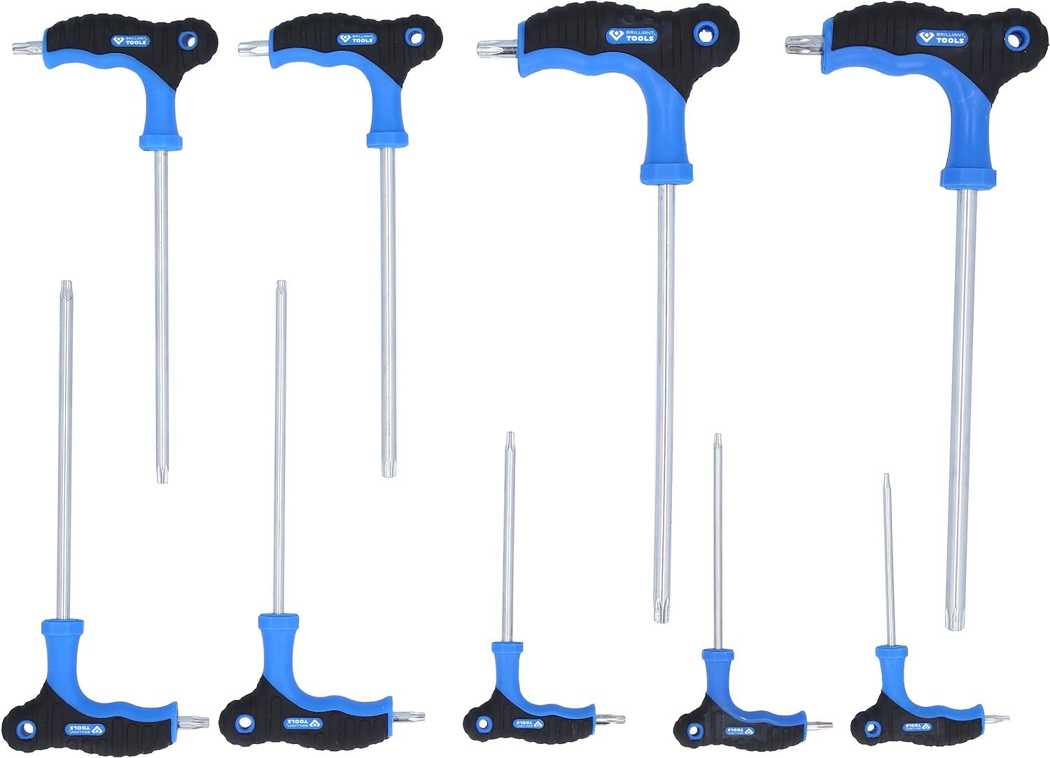 BRILLIANT TOOLS BT041200 Torx® T-Handle Hex Key Set 9 Pieces [Powered by KS Tools]