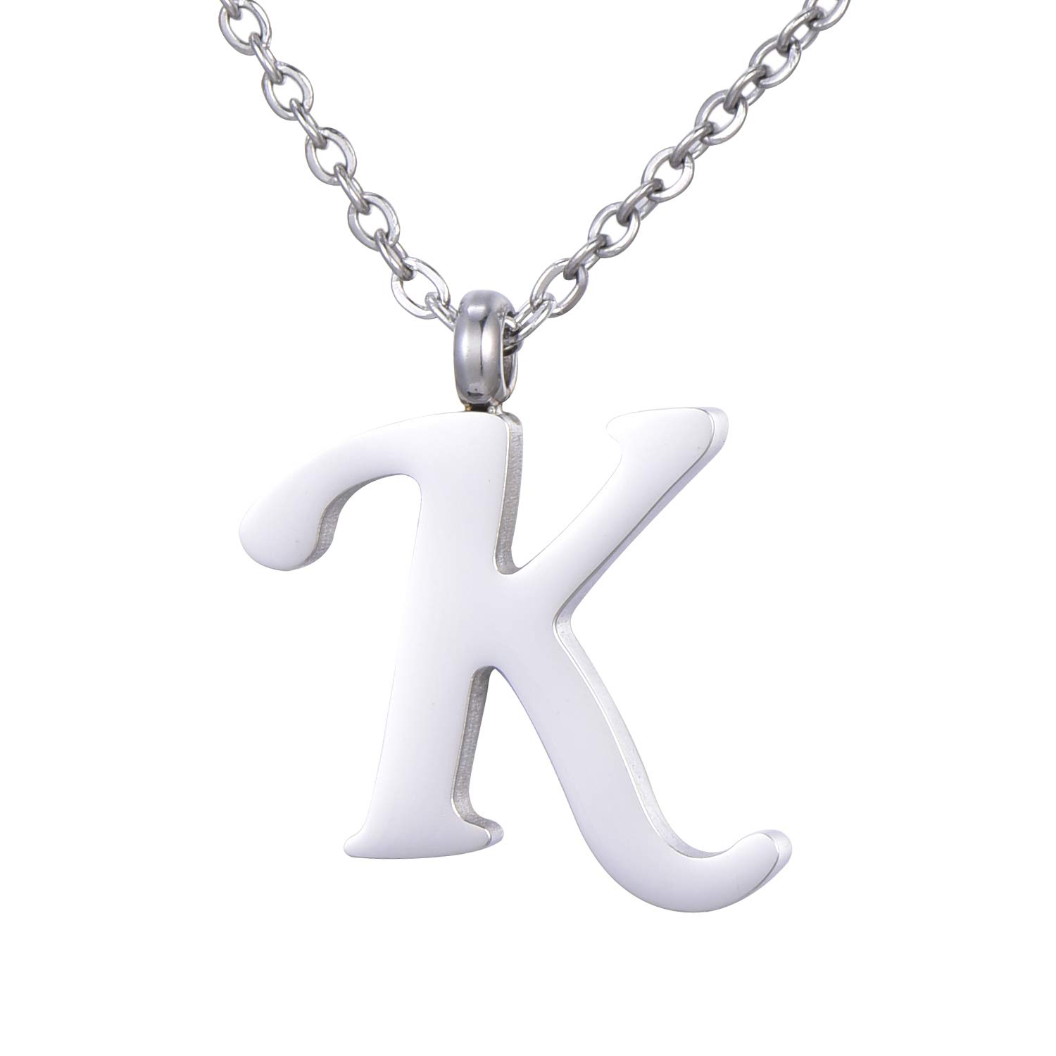 Morella Women's Stainless Steel Necklace Silver with Pendant Letter K