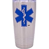 Rogue River Tactical EMT EMS Star of Life 20 Oz. Travel Tumbler Mug Cup with Lid Paramedic