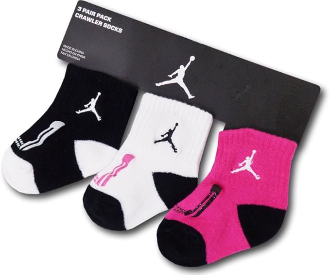 Amazon Jordan ジョーダン ベビー靴下3足セット 6 12m 6 12ヶ月 黒白ピンク 並行輸入品 バスケットボール 通販
