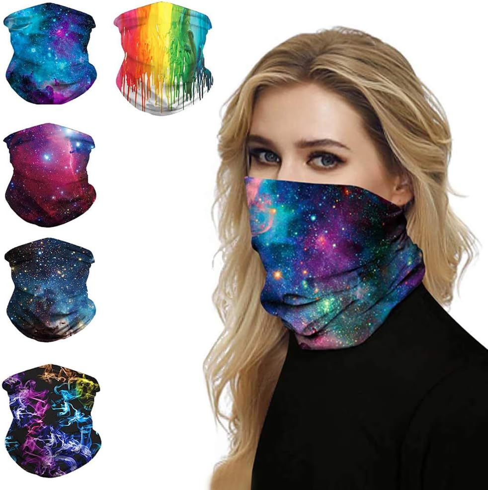 IDO latral 5pcs Unisex Outdoor Balaclava Headbands Neck Gaiter Headwear Face Shield Mask for Workout Yoga Running Hiking Riding