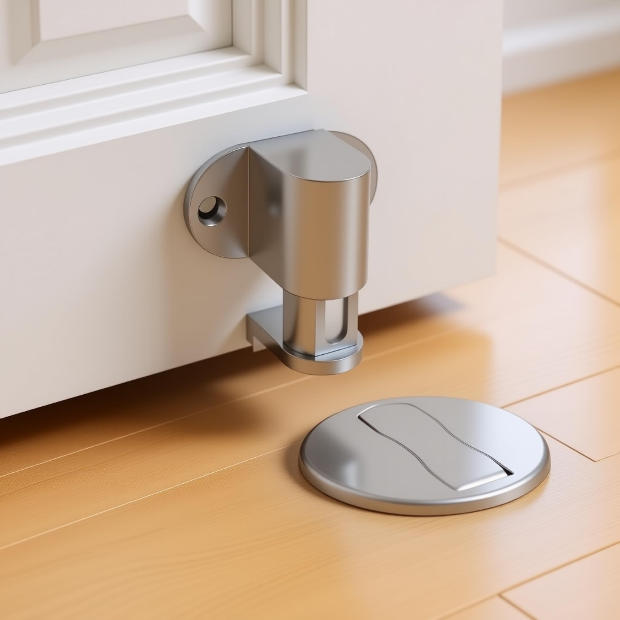 Photo 1 of Wewemux 2 Pack Magnetic Door Stopper – Upgraded with Nail-Free Glue, Adjustable Magnet Door Stop for Bottom of Door, Floor Mount Magnetic Door Holder Catch No Drilling (Silver)