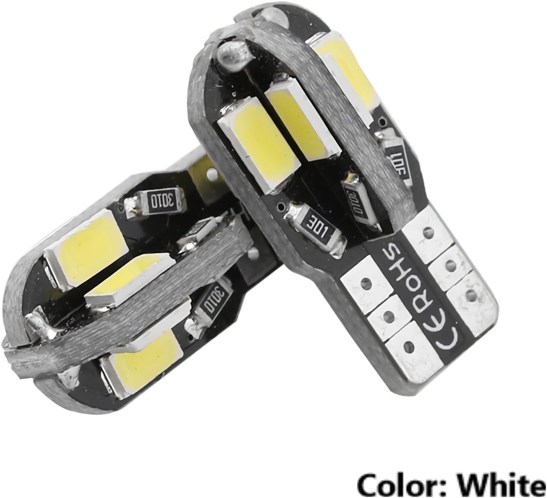 GCT White 8 SMD LED Canbus Error Free | No Error T10 Car Interior Lamp & Exterior Light for Number License Plate | Parking Bulb | Roof Festoon Light for Car & Bike (Set of Two)