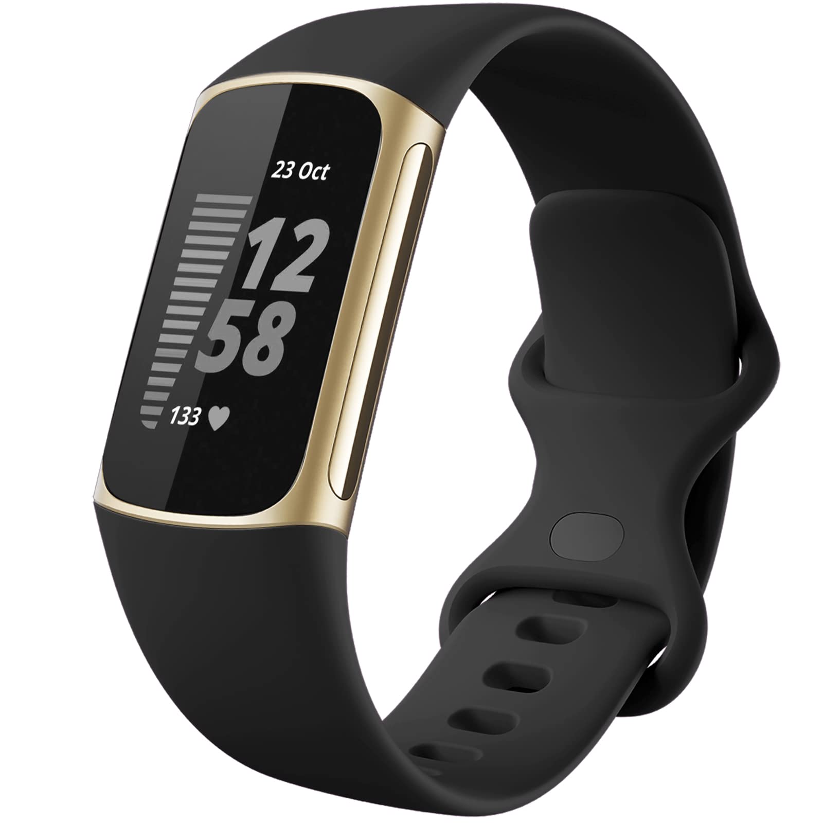 Dirrelo Compatible with Fitbit Charge 5 Strap - Fitbit Charge 6 Strap for Women Men, Soft Silicone Replacement, Sport Waterproof Adjustable Wristband for Charge 5 6,Large Black