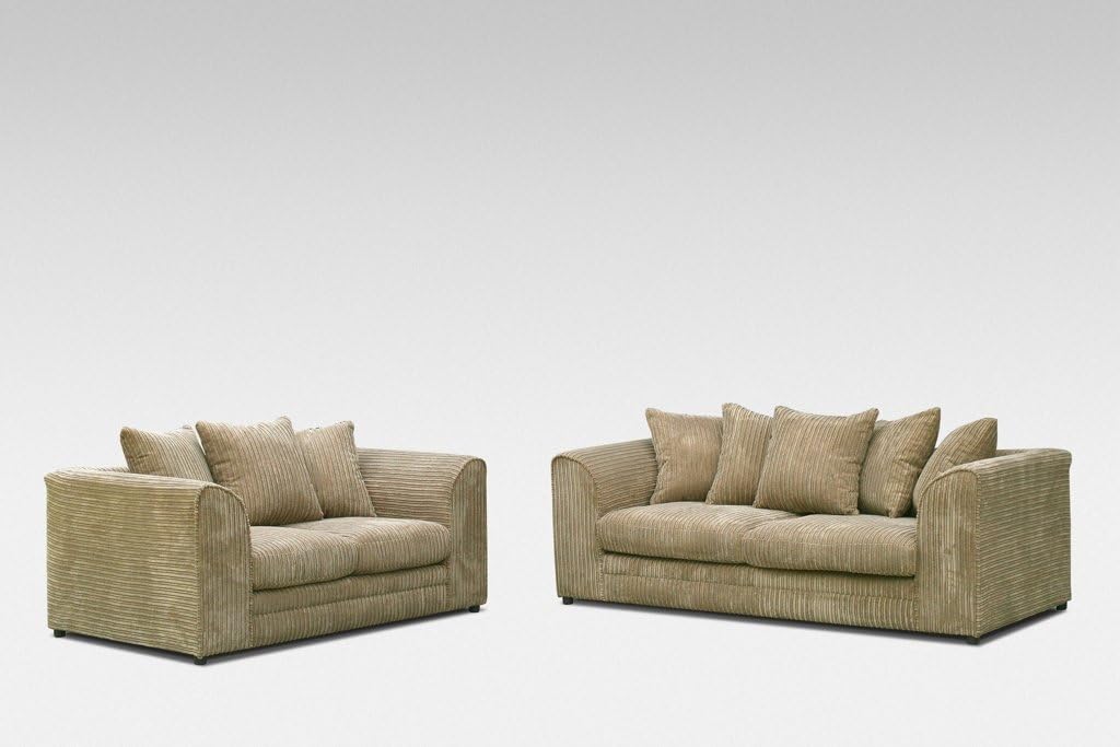 Dylan Byron Portabello Brown & Coffee Jumbo Cord Sofa 2+3 Seater